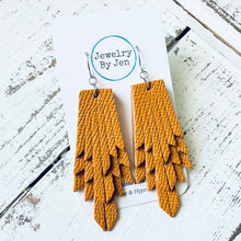 Load image into Gallery viewer, Boho Fringe Earrings: Mustard Saffiano