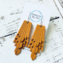 Load image into Gallery viewer, Boho Fringe Earrings: Mustard Saffiano