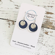 Load image into Gallery viewer, Round Layered Earrings: Navy &amp; Silver