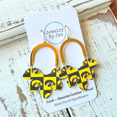 Iowa Hawkeyes Checkerboard Split Flower Earrings
