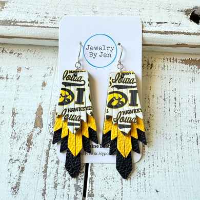 Iowa Hawkeyes Collage Boho Fringe Earrings
