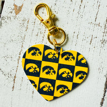 Load image into Gallery viewer, Iowa Hawkeyes Checkerboard Heart Keychain