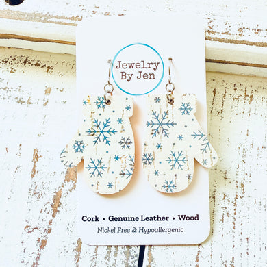 Mitten Earrings: Snowflakes