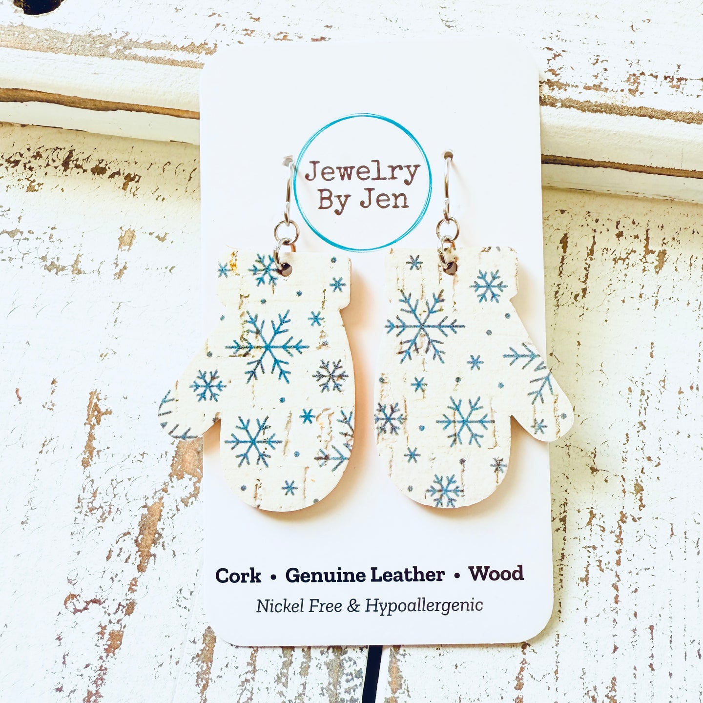 Mitten Earrings: Snowflakes