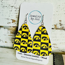 Load image into Gallery viewer, Iowa Hawkeyes Checkerboard Embossed Modern Teardrop