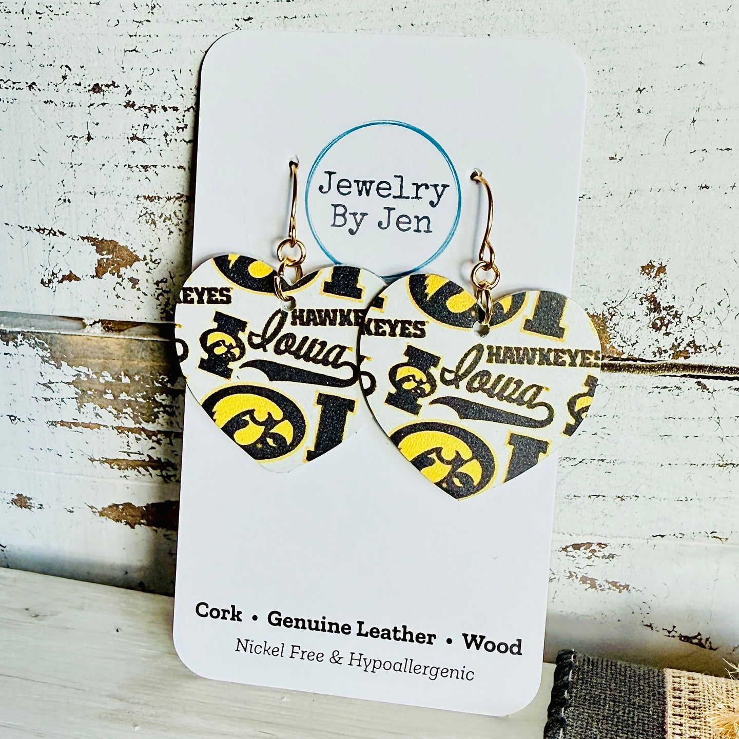Iowa Hawkeyes Collage Medium Heart Earrings