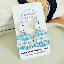 Load image into Gallery viewer, Winter Hat Earrings: Blue &amp; White Snowflakes