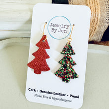 Load image into Gallery viewer, Christmas Tree Earrings: Green, Red &amp; Gold