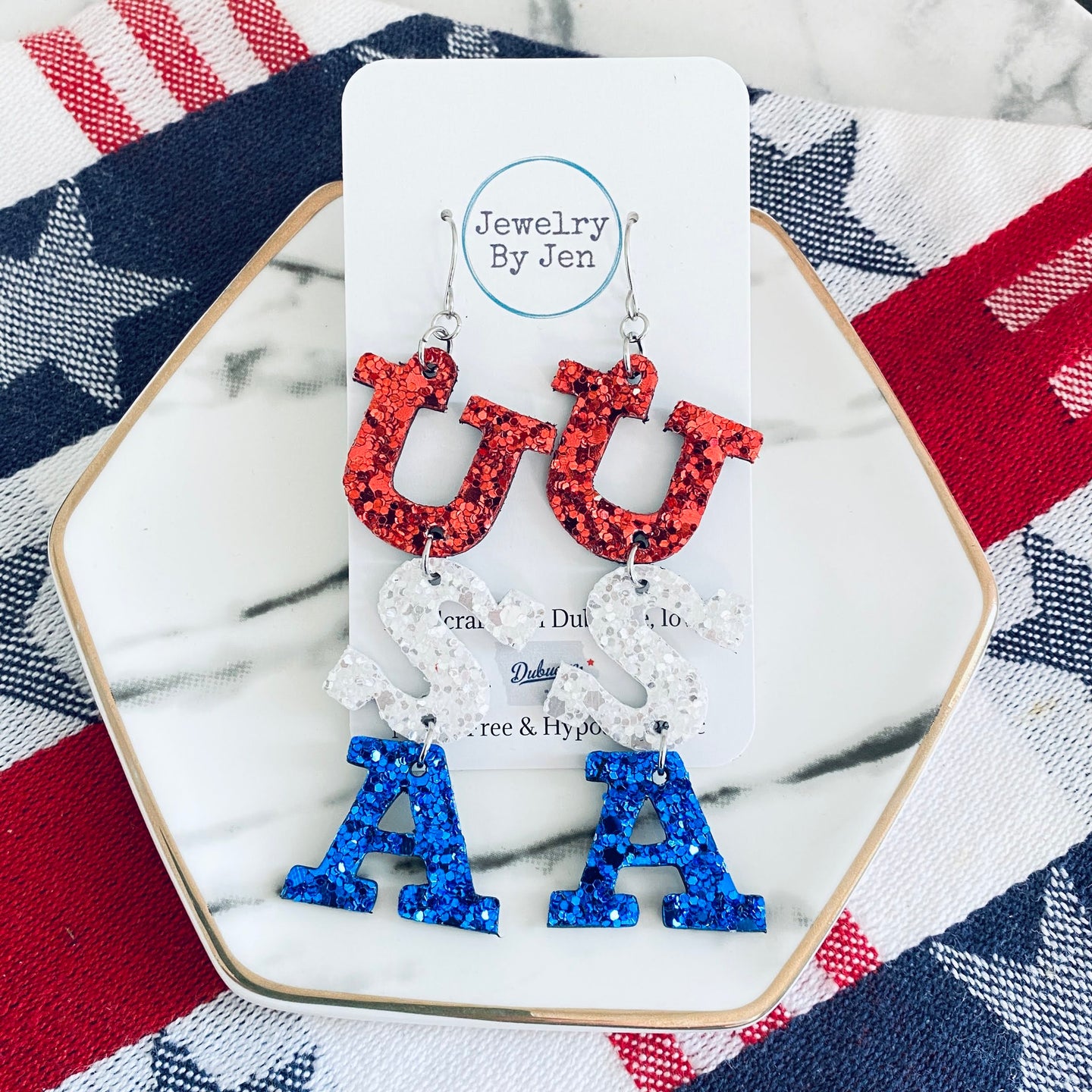 U.S.A. Glitter Earrings