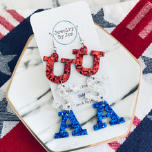 Load image into Gallery viewer, U.S.A. Glitter Earrings