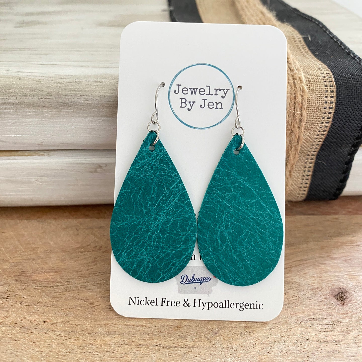 Medium Teardrop Earrings: Teal