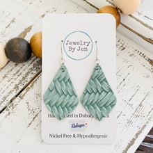 Load image into Gallery viewer, Elegant Teardrop Earrings (Small): Seafoam Braided