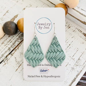 Elegant Teardrop Earrings (Small): Seafoam Braided