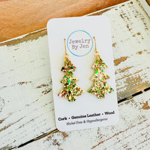 Load image into Gallery viewer, Christmas Tree Earrings: Irish Gold Glitter