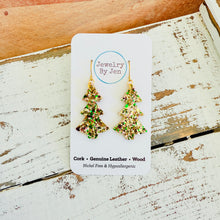 Load image into Gallery viewer, Christmas Tree Earrings: Irish Gold Glitter