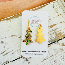 Load image into Gallery viewer, Christmas Tree Earrings: Irish Gold Glitter