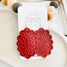 Load image into Gallery viewer, Concho Earrings (Oblong): Deep Red