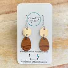 Load image into Gallery viewer, Wood Teardrop w/Rose Gold Hexagon