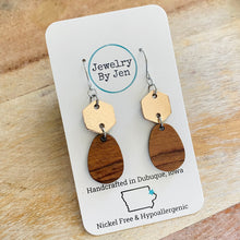 Load image into Gallery viewer, Wood Teardrop w/Rose Gold Hexagon