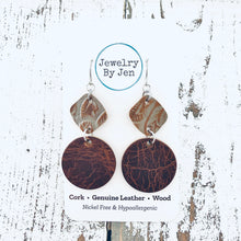Load image into Gallery viewer, Grey &amp; Brown Tooled w/Round Vintage Cowboy Earrings