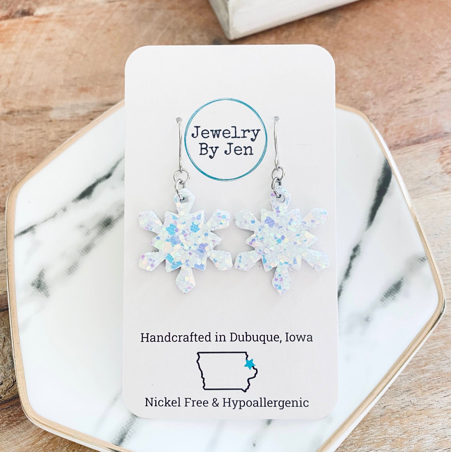 Snowflake (Small): Metallic Pastel Glitter