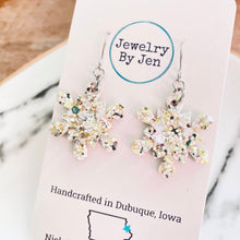 Load image into Gallery viewer, Snowflake (Small): White &amp; Gold Glitter