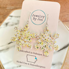 Load image into Gallery viewer, Snowflake: Gold &amp; White Glitter