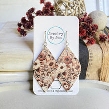 Load image into Gallery viewer, Diva Earrings: Embroidered Neutral Wild Flowers