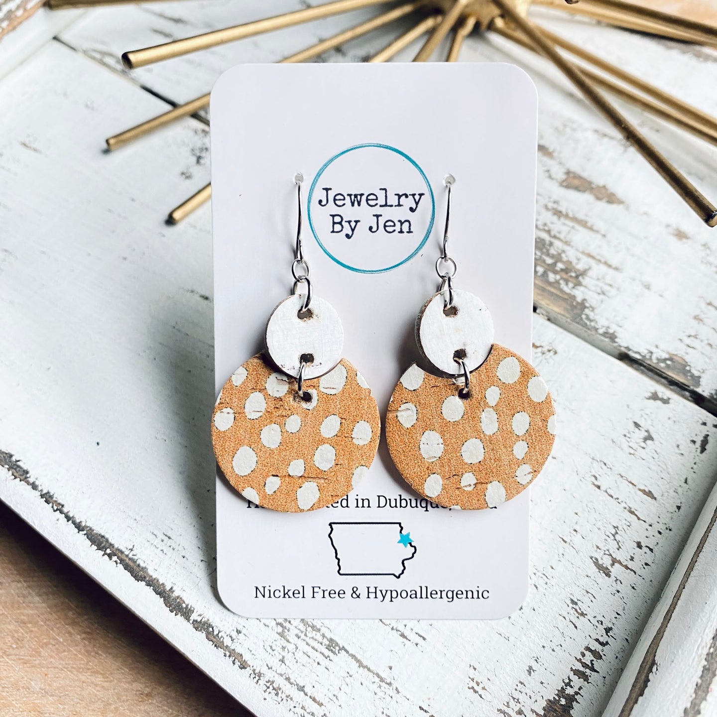 Luna Earrings (Medium Size): Mustard Spots