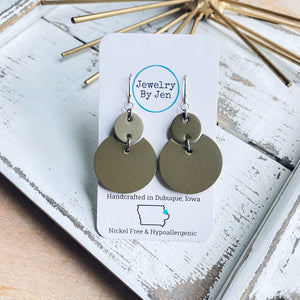 Luna Earrings (Medium Size): Olive