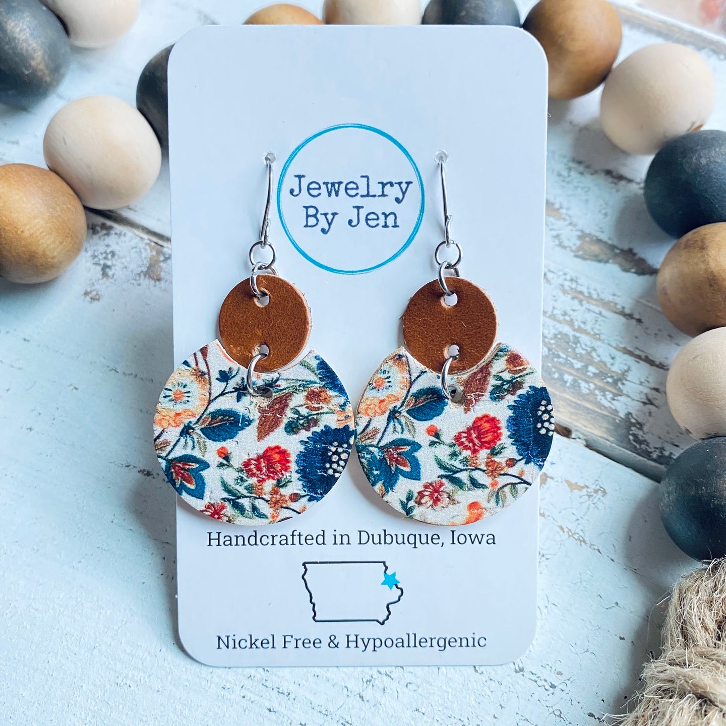 Luna Earrings (Medium Size): Fall Garden