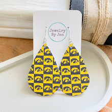 Load image into Gallery viewer, Iowa Hawkeyes Checkerboard Large Teardrop Earrings