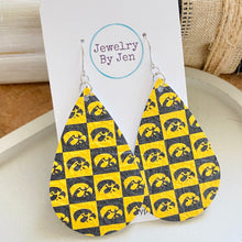 Load image into Gallery viewer, Iowa Hawkeyes Checkerboard Large Teardrop Earrings