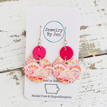 Load image into Gallery viewer, Luna Earrings (Medium Size): Coral Wave &amp; Fuchsia