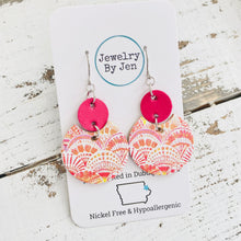 Load image into Gallery viewer, Luna Earrings (Medium Size): Coral Wave &amp; Fuchsia