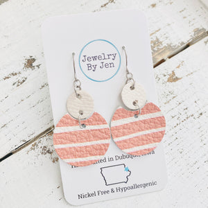 Luna Earrings (Medium Size): Light Terra Cotta Stripes