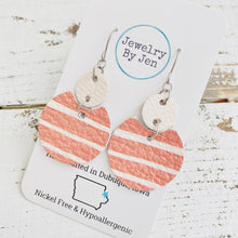 Load image into Gallery viewer, Luna Earrings (Medium Size): Light Terra Cotta Stripes
