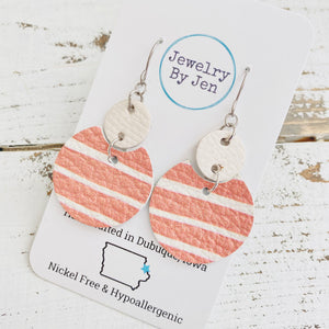 Luna Earrings (Medium Size): Light Terra Cotta Stripes