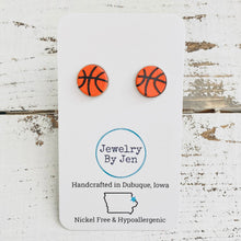 Load image into Gallery viewer, Stud Earrings: Basketball