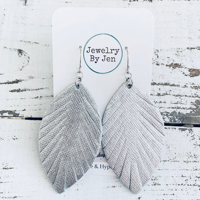 Fringe Leaf Earrings: Silver Saffiano