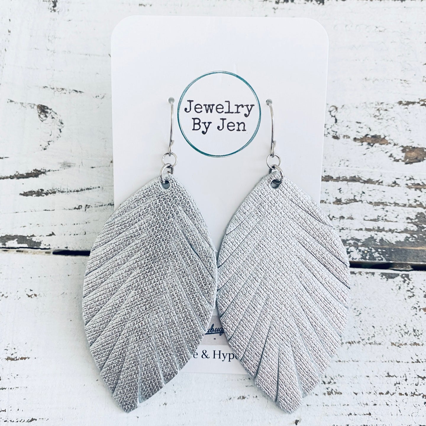Fringe Leaf Earrings: Silver Saffiano