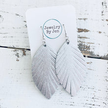 Load image into Gallery viewer, Fringe Leaf Earrings: Silver Saffiano