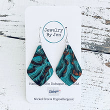 Load image into Gallery viewer, Elegant Teardrop Earrings (Small): Turquoise Copper Heirloom