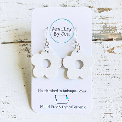 Petite Flower Earrings: White