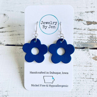 Petite Flower Earrings: Royal Blue