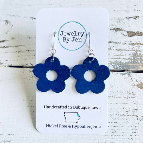 Petite Flower Earrings: Royal Blue