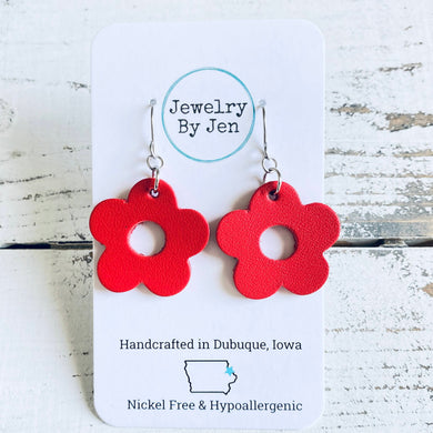 Petite Flower Earrings: Red