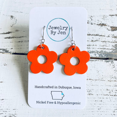 Petite Flower Earrings: Orange