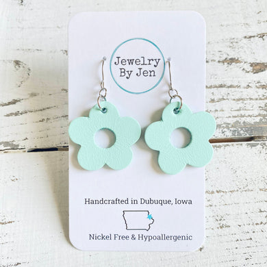 Petite Flower Earrings: Mint Green