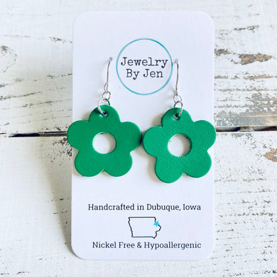 Petite Flower Earrings: Kelly Green